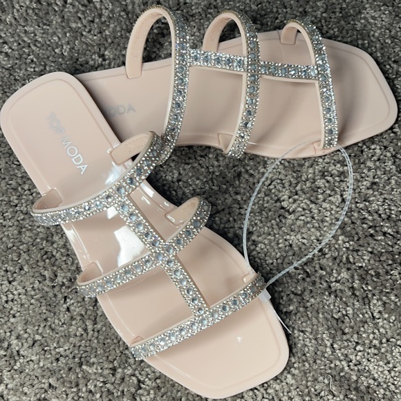 Beige Rhinestone Sandals - Picture 11 of 12
